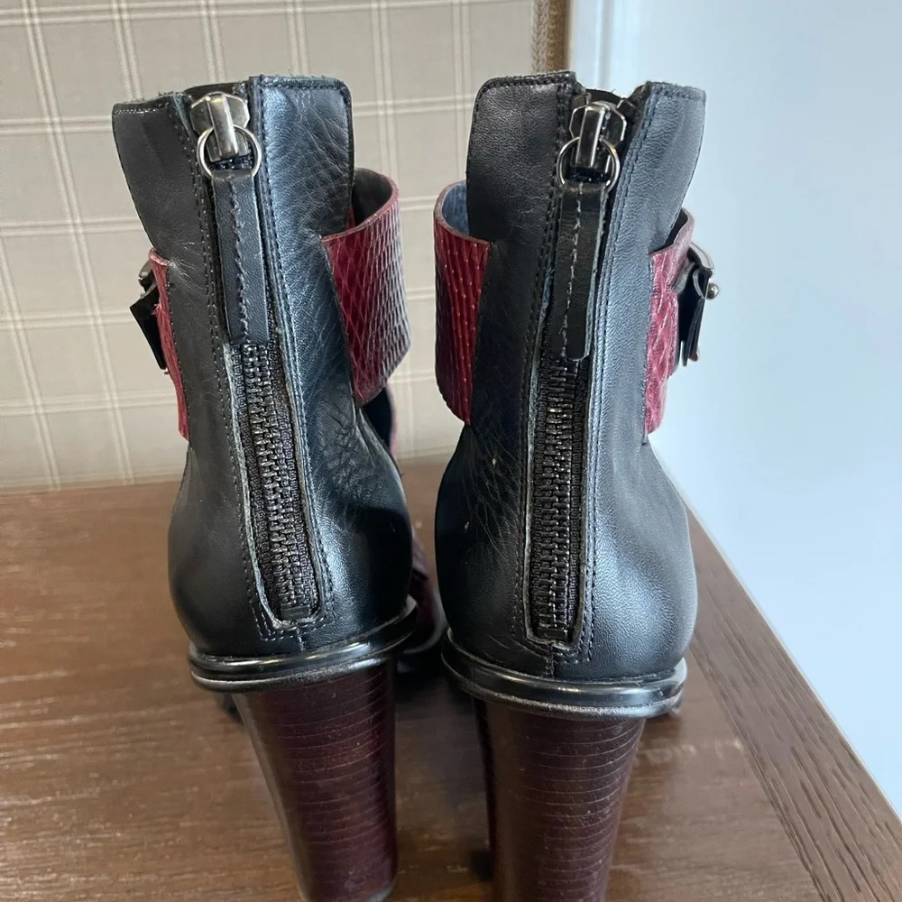 Tibi Burgundy and Black Cutout Booties, size 38